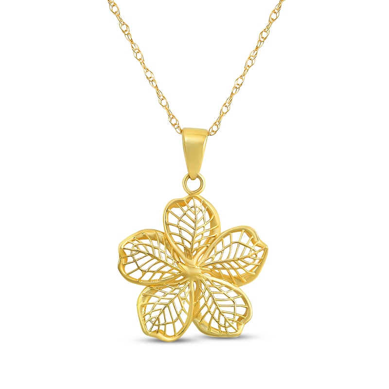 Main Image 1 of Filigree Island Flower Necklace 10K Yellow Gold 18&quot;