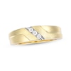 Thumbnail Image 1 of Men's Diamond Diagonal Three-Stone Wedding Band 1/15 ct tw 10K Yellow Gold