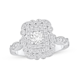 Adore Round-Cut Diamond Double Halo Engagement Ring 3/4 ct tw 14K White Gold