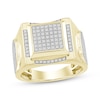 Thumbnail Image 1 of Men's Multi-Diamond Square Center Ring 1/4 ct tw 10K Yellow Gold