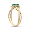 Thumbnail Image 2 of Pear-Shaped Emerald & Diamond Halo Ring 1/5 ct tw 10K Yellow Gold