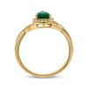 Thumbnail Image 3 of Pear-Shaped Emerald & Diamond Halo Ring 1/5 ct tw 10K Yellow Gold