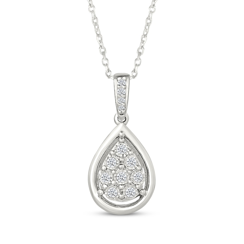 Main Image 1 of Multi-Diamond Teardrop Necklace 1/10 ct tw Sterling Silver 18&quot;