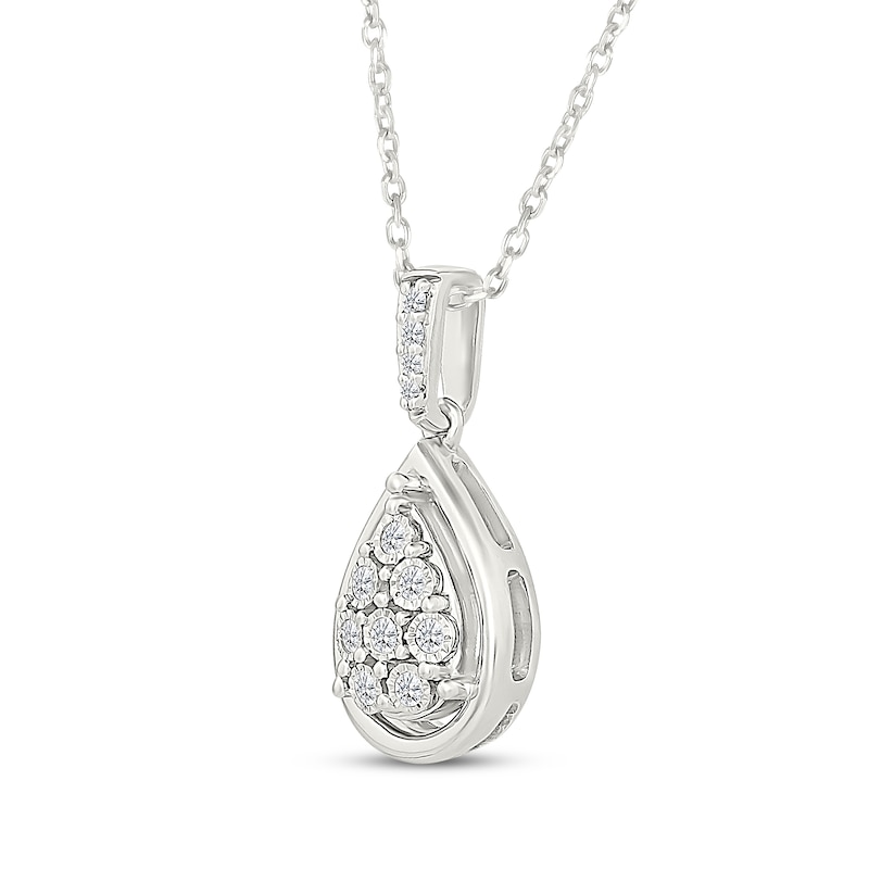 Main Image 2 of Multi-Diamond Teardrop Necklace 1/10 ct tw Sterling Silver 18&quot;