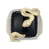 Thumbnail Image 3 of Men's Cushion-Cut Black Onyx & Diamond Snake Ring 1/4 ct tw 10K Yellow Gold