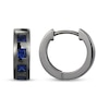 Thumbnail Image 3 of Men's Square-Cut Blue Lab-Created Sapphire Huggie Hoop Earrings Gunmetal-Plated Sterling Silver