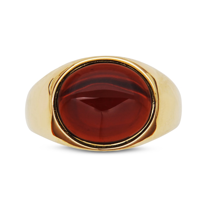 Main Image 3 of Men's Oval-Cut Garnet Ring 10K Yellow Gold