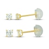 Thumbnail Image 1 of Children's Cubic Zirconia Round & Princess-Cut Solitaire Stud Earrings Set 14K Yellow Gold