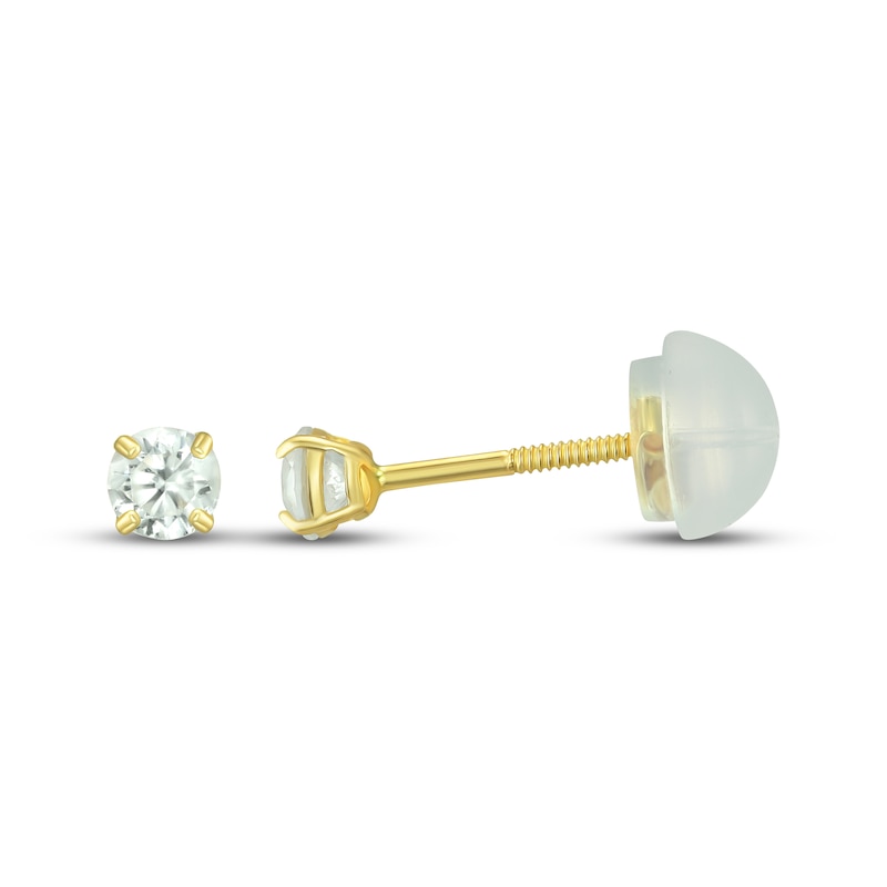 Main Image 3 of Children's Cubic Zirconia Round & Princess-Cut Solitaire Stud Earrings Set 14K Yellow Gold