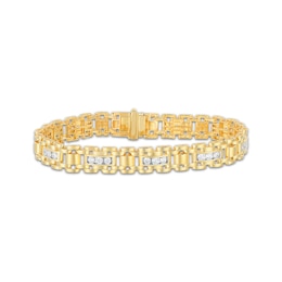 Men's Lab-Grown Diamonds by KAY Link Bracelet 2-1/2 ct tw 10K Yellow Gold 8.5&quot;