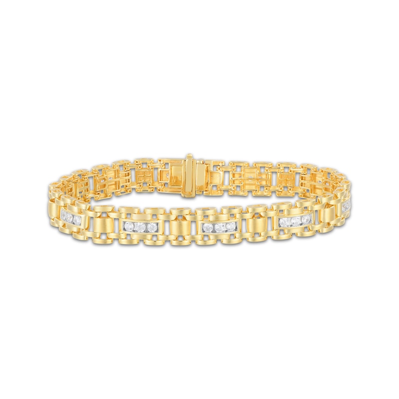 Men's Lab-Grown Diamonds by KAY Link Bracelet 2-1/2 ct tw 10K Yellow Gold 8.5"