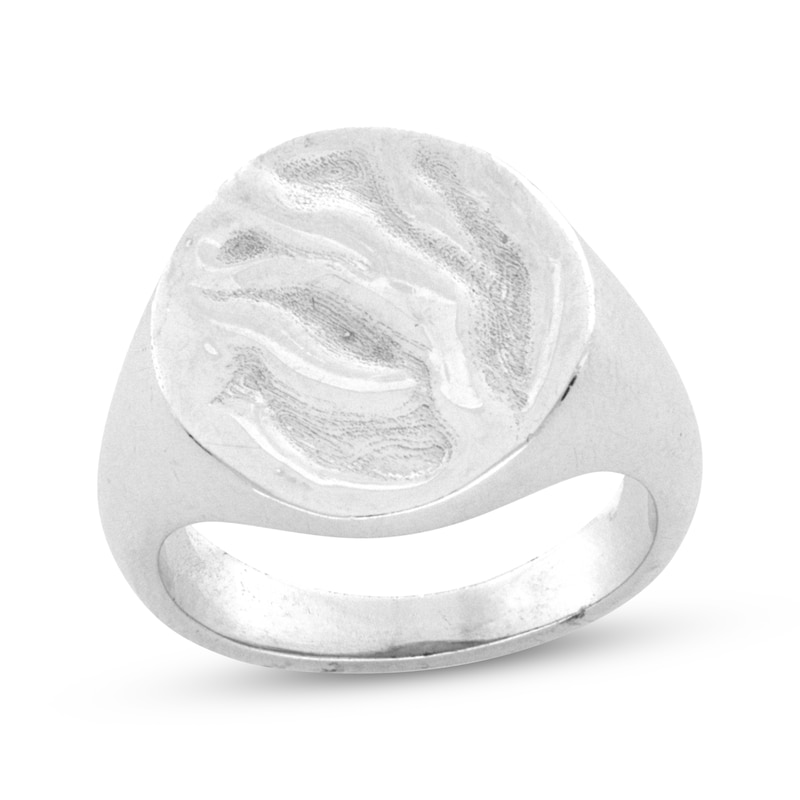 Main Image 1 of Sculpted Circle Signet Ring Sterling Silver