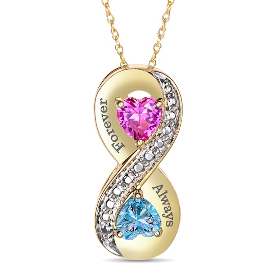 Couple's Heart-Shaped Birthstone Infinity Necklace