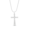 Thumbnail Image 1 of Round-Cut Diamond Cross Necklace 2 ct tw 14K White Gold 18&quot;