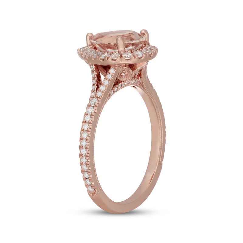 Neil Lane Pear-Shaped Morganite & Diamond Halo Engagement Ring 1/2 ct tw 14K Rose Gold