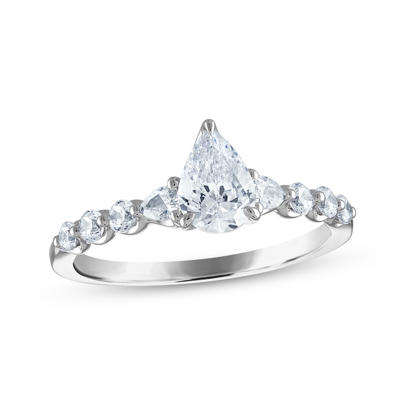 Main Image 1 of Pear-Shaped Diamond Engagement Ring 7/8 ct tw 14K White Gold