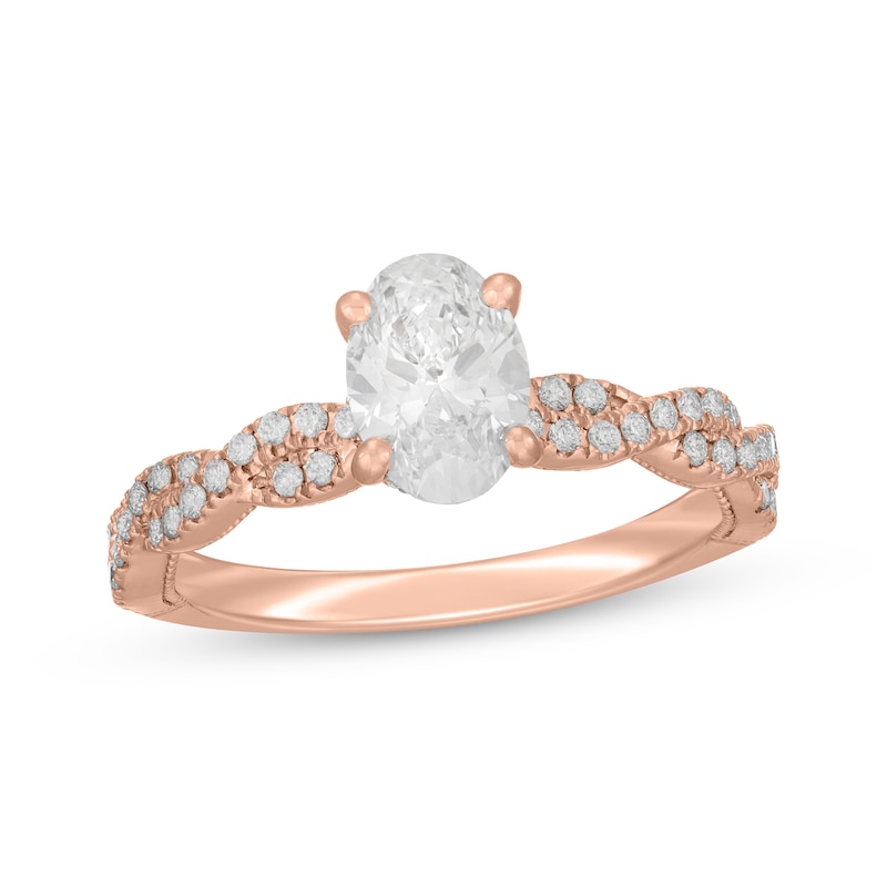 Neil Lane Artistry Oval-Cut Lab-Created Diamond Engagement Ring 1-1/3 ct tw 14K Rose Gold