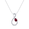 Thumbnail Image 1 of Pear-Shaped Lab-Created Ruby & White Lab-Created Sapphire Infinity Necklace Sterling Silver 18&quot;