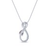 Thumbnail Image 2 of Pear-Shaped Lab-Created Ruby & White Lab-Created Sapphire Infinity Necklace Sterling Silver 18&quot;