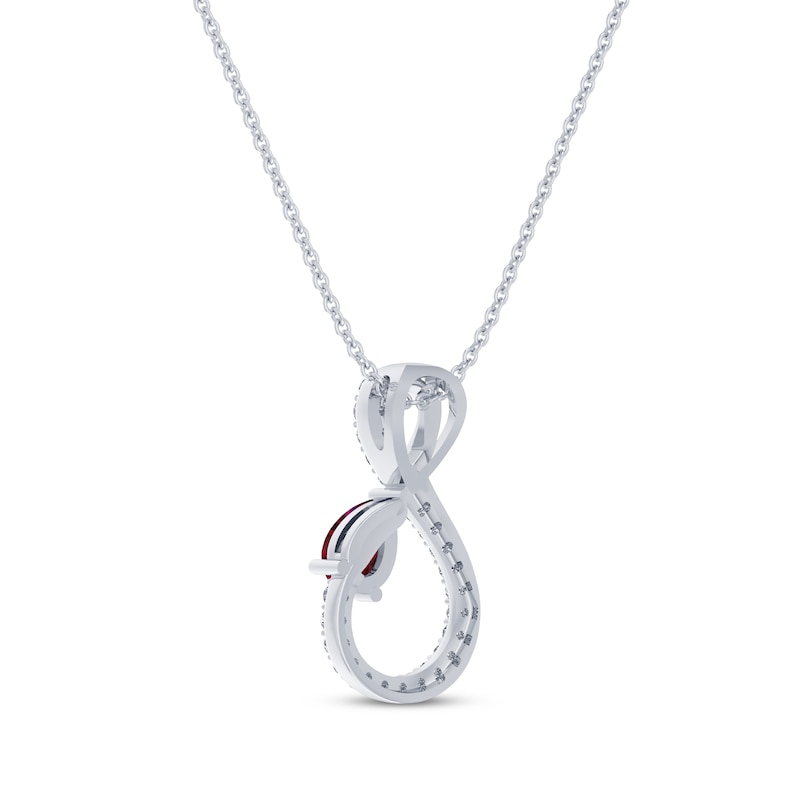 Main Image 2 of Pear-Shaped Lab-Created Ruby & White Lab-Created Sapphire Infinity Necklace Sterling Silver 18&quot;