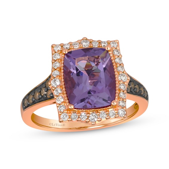 Le Vian Cushion-Cut Amethyst Ring 1/3 ct tw Diamonds 14K Strawberry Gold
