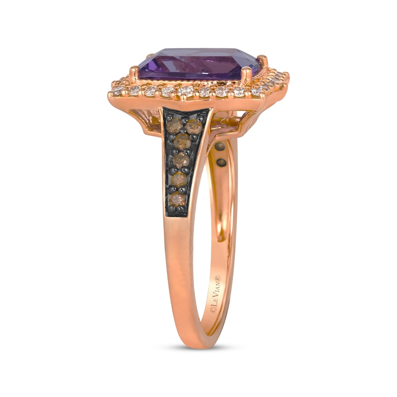 Main Image 2 of Le Vian Cushion-Cut Amethyst Ring 1/3 ct tw Diamonds 14K Strawberry Gold