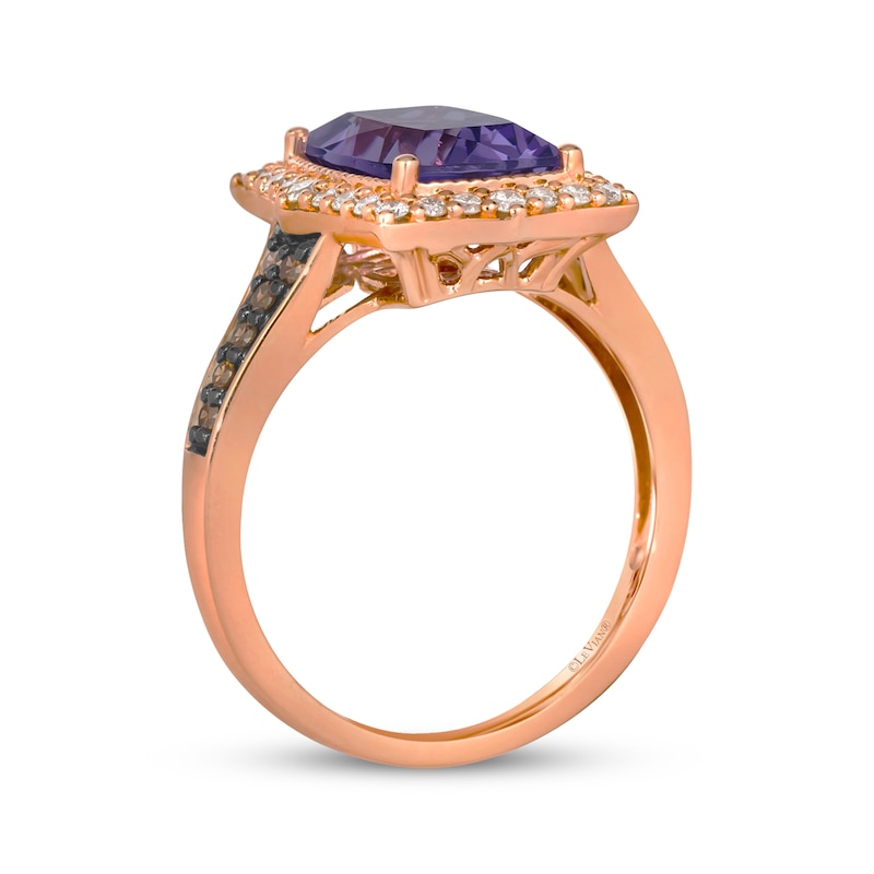 Main Image 3 of Le Vian Cushion-Cut Amethyst Ring 1/3 ct tw Diamonds 14K Strawberry Gold