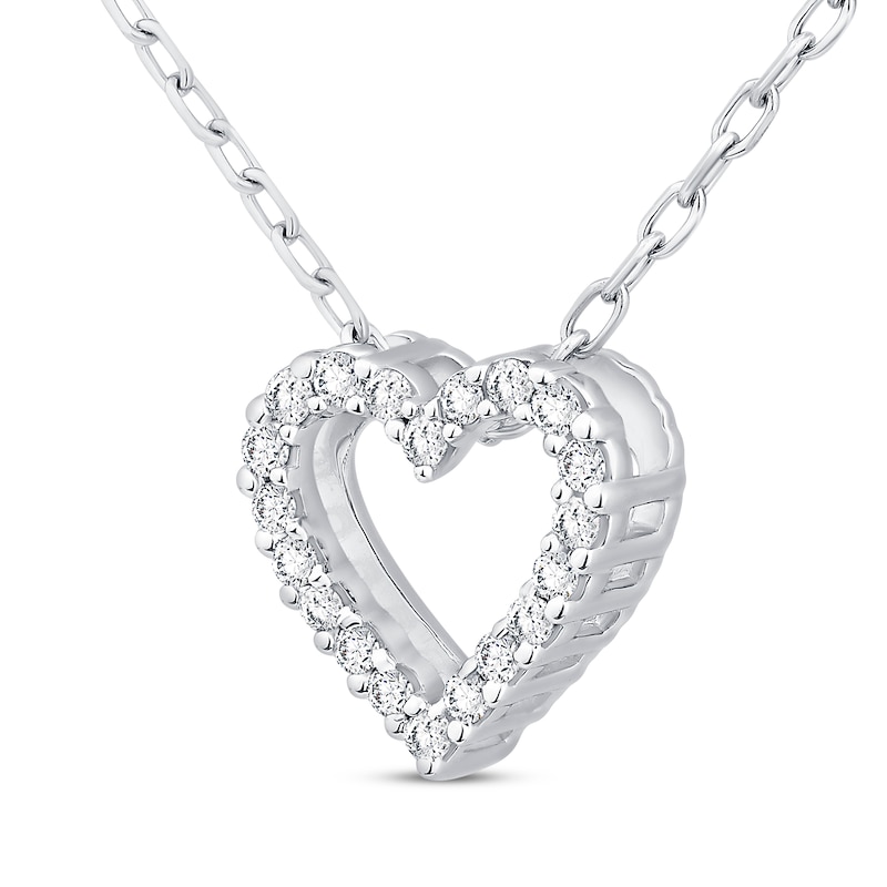 Main Image 2 of Diamond Heart Outline Necklace 1/10 ct tw Sterling Silver 18&quot;