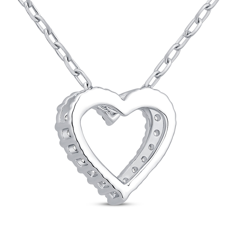 Main Image 3 of Diamond Heart Outline Necklace 1/10 ct tw Sterling Silver 18&quot;