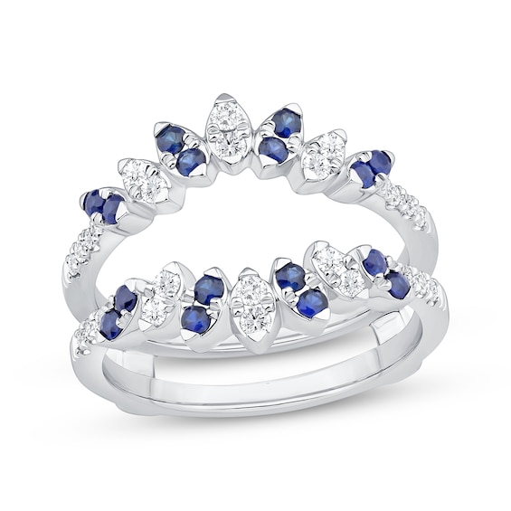 Diamond & Blue Sapphire Enhancer Ring 1/3 ct tw 14K White Gold