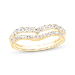 Adore Diamond Two-Row Contour Anniversary Ring 1/2 ct tw 14K Yellow Gold