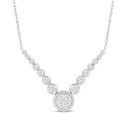 Diamond Graduated V Necklace 1/3 ct tw 10K White Gold 18&quot;