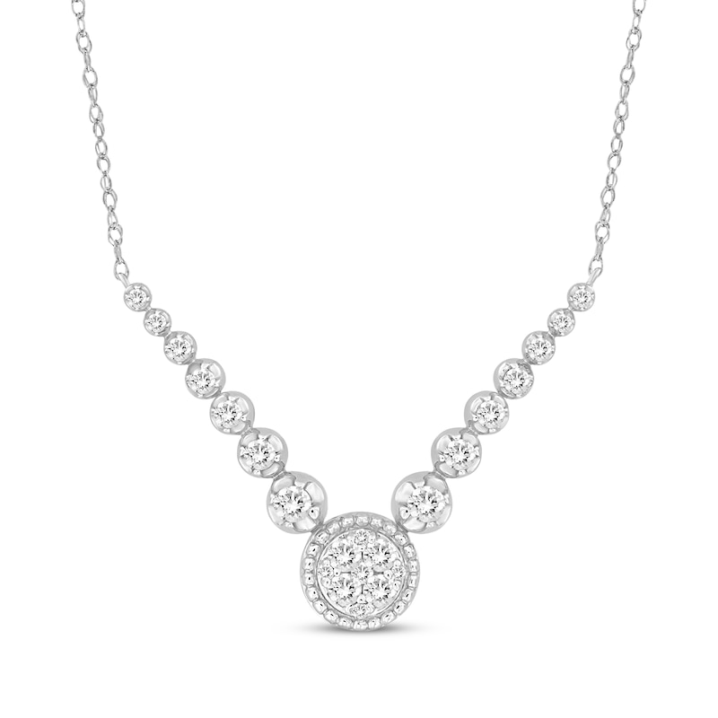 Main Image 1 of Diamond Graduated V Necklace 1/3 ct tw 10K White Gold 18&quot;