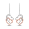 Thumbnail Image 2 of Diamond Double Heart Drop Earrings 1/6 ct tw Sterling Silver & 10K Rose Gold