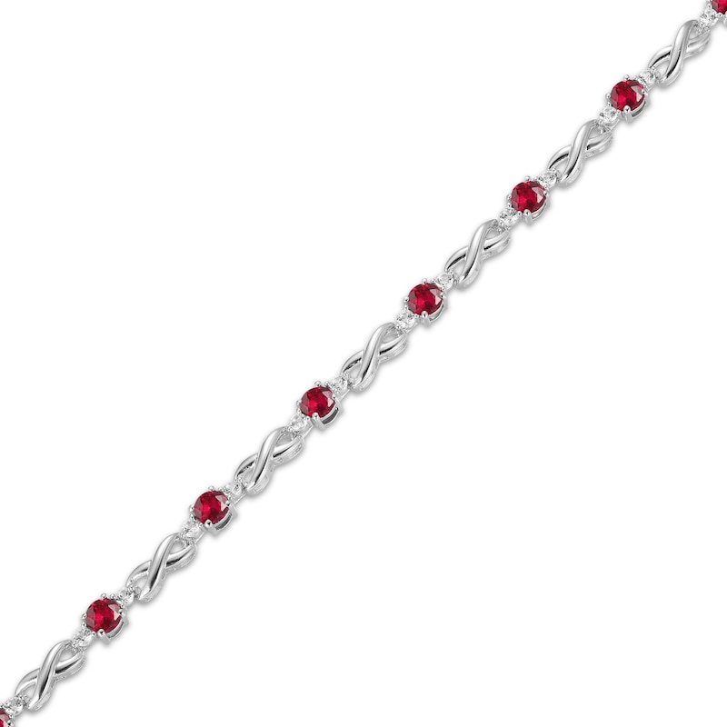 Lab-Created Ruby & White Lab-Created Sapphire Infinity Bracelet Sterling Silver 7.25"