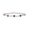 Thumbnail Image 1 of Heart-Shaped Lab-Created Ruby & White Lab-Created Sapphire Infinity Link Bracelet Sterling Silver 7.5&quot;