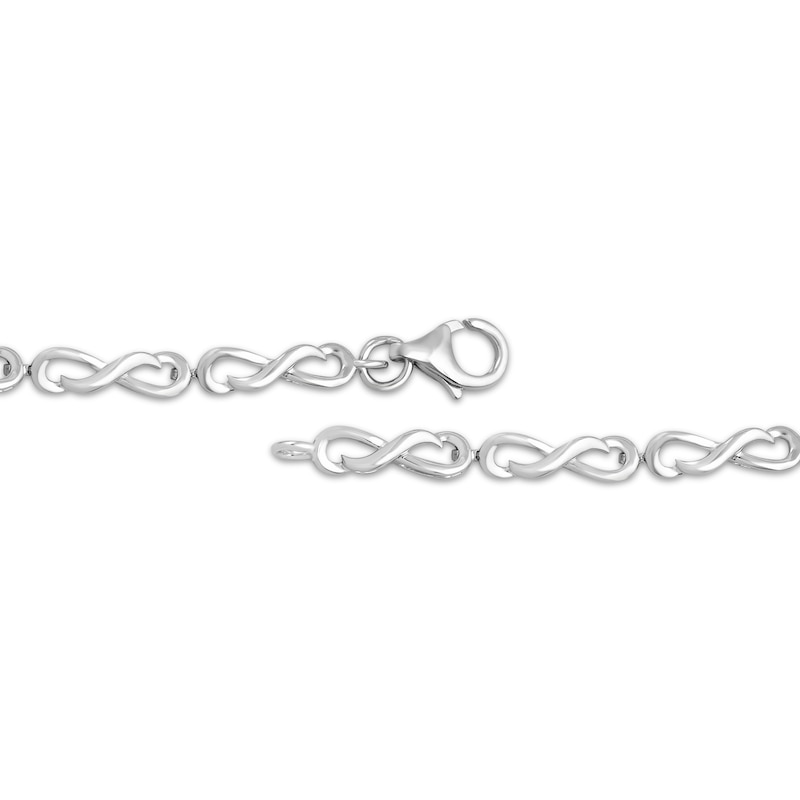 Main Image 3 of Heart-Shaped Lab-Created Ruby & White Lab-Created Sapphire Infinity Link Bracelet Sterling Silver 7.5&quot;