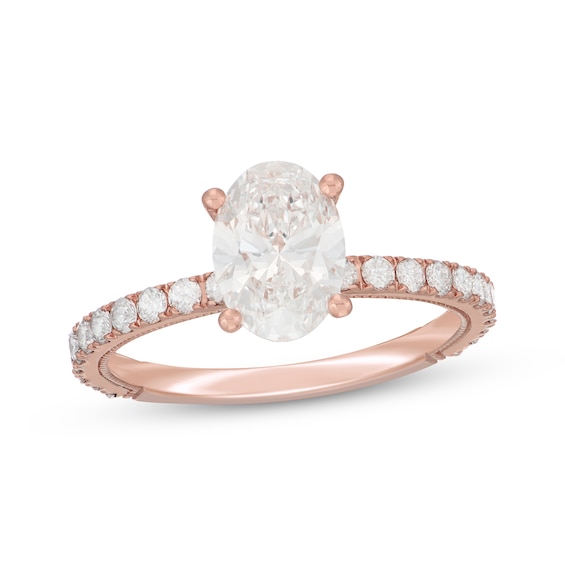 Neil Lane Artistry Oval-Cut Lab-Created Diamond Engagement Ring 2 ct tw 14K Rose Gold