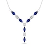 Thumbnail Image 0 of Marquise-Cut Blue Lab-Created Sapphire & White Lab-Created Sapphire Y-Drop Necklace Sterling Silver 16.5"