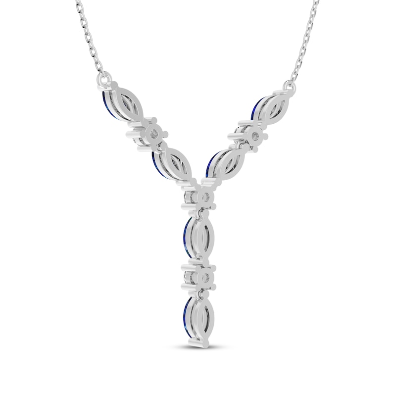 Marquise-Cut Blue Lab-Created Sapphire & White Lab-Created Sapphire Y-Drop Necklace Sterling Silver 16.5"