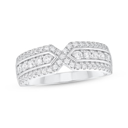 Adore Diamond X-Center Anniversary Ring 1/2 ct tw 10K White Gold