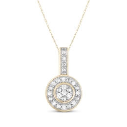 Multi-Diamond Halo Necklace 1/20 ct tw 10K Yellow Gold 18&quot;