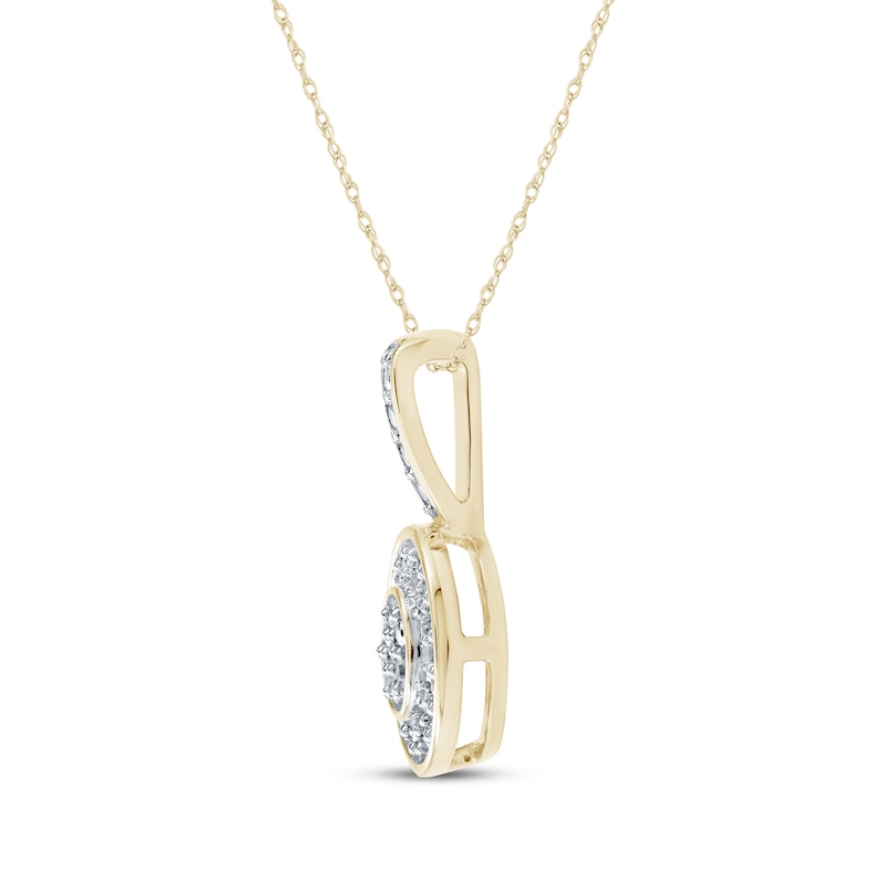 Main Image 2 of Multi-Diamond Halo Necklace 1/20 ct tw 10K Yellow Gold 18&quot;