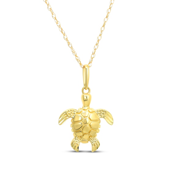 Textured Turtle Necklace 10K Yellow Gold 18"