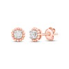 Thumbnail Image 1 of Round-Cut Diamond Solitaire Beaded Halo Stud Earrings 1/10 ct tw 10K Rose Gold (I/I3)