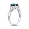 Thumbnail Image 2 of Cushion-Cut Lab-Created Emerald & White Lab-Created Sapphire Ring Sterling Silver