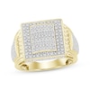 Thumbnail Image 1 of Men's Baguette & Round-Cut Multi-Diamond Domed Center Ring 1/4 ct tw 10K Yellow Gold