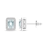 Thumbnail Image 1 of Octagon-Cut Aquamarine & White Lab-Created Sapphire Stud Earrings Sterling Silver