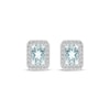 Thumbnail Image 2 of Octagon-Cut Aquamarine & White Lab-Created Sapphire Stud Earrings Sterling Silver