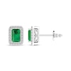 Thumbnail Image 1 of Octagon-Cut Lab-Created Emerald & White Lab-Created Sapphire Stud Earrings Sterling Silver